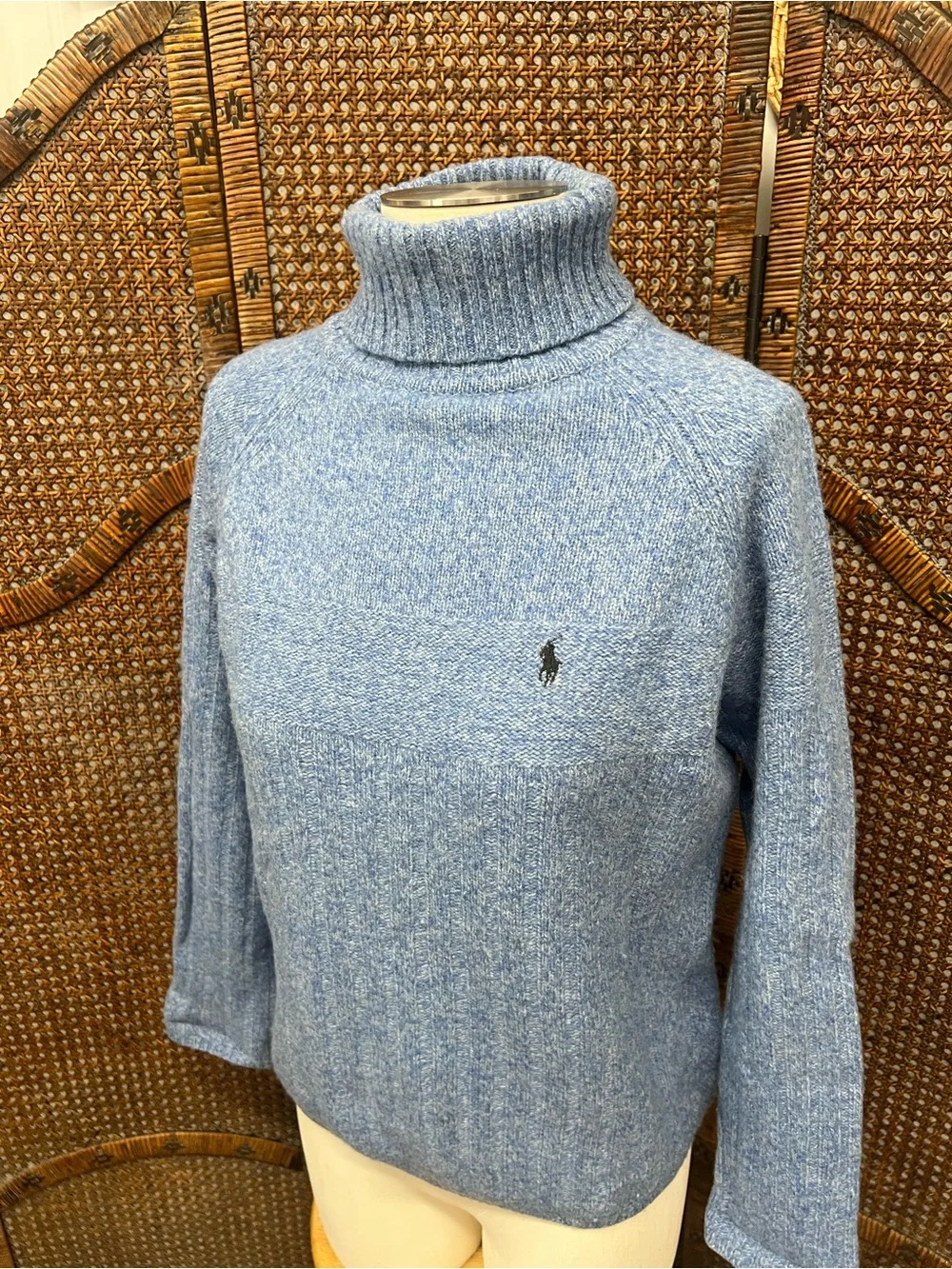 Ralph Lauren turtleneck wool sweater large blue